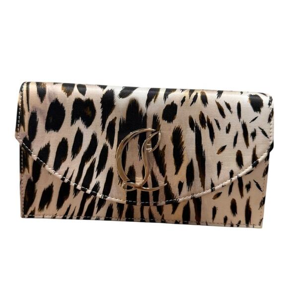 Christian Louboutin Loubi54 Gigi Leopard Satin Crepe Clutch Crossbody Bag - Picture 2 of 14